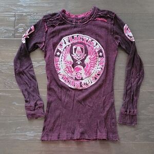Affliction Women's Long Sleeve Tee - Purple and Pink -NWOT